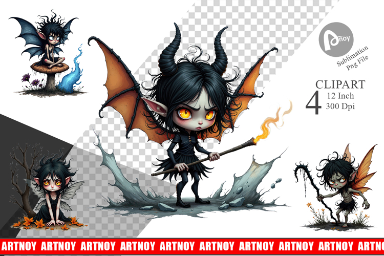 Grumpy Dark Fairy Clipart