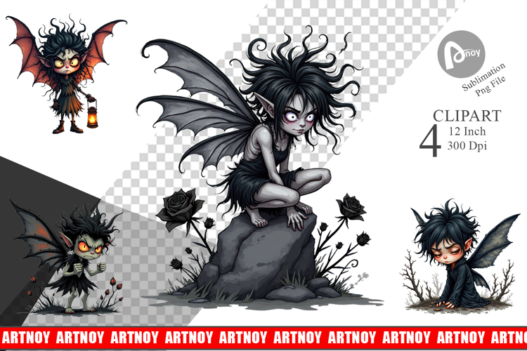 Grumpy Dark Fairy Clipart