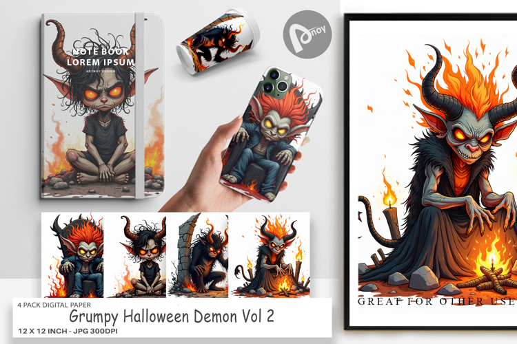 Digital Paper Grumpy Demon