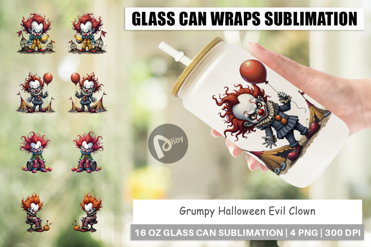 Glass Can Grumpy Clown