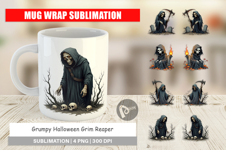 Mug Wrap Grumpy Grim Reaper