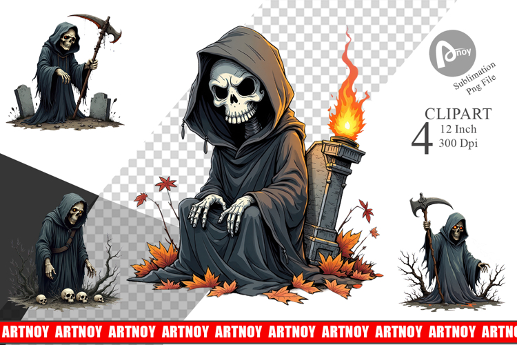 Grumpy Grim Reaper Clipart