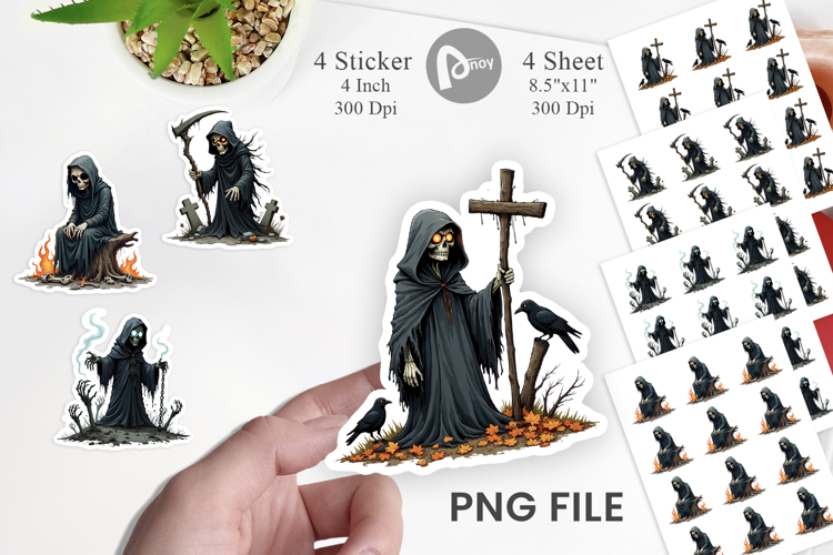 Grumpy Grim Reaper Sticker