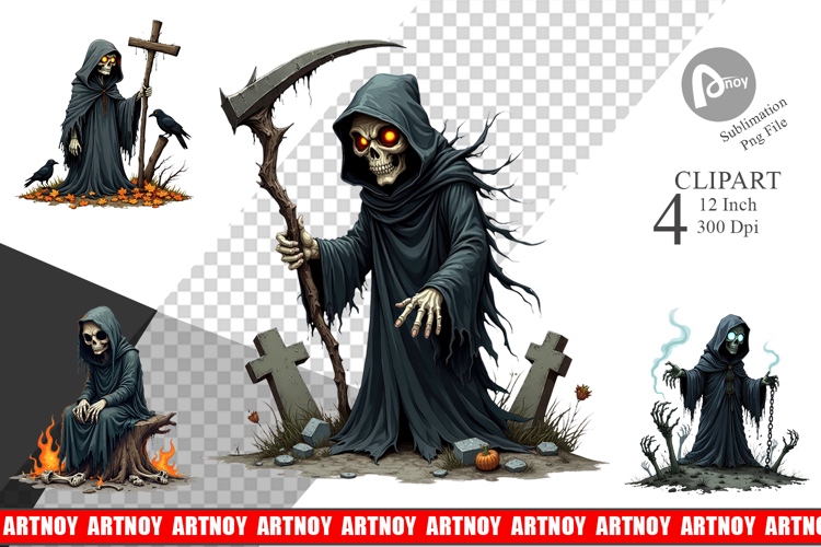 Grumpy Grim Reaper Clipart