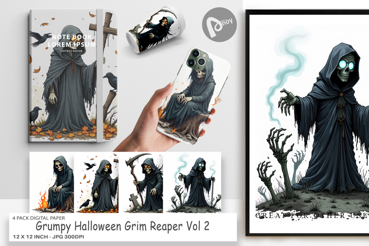 Digital Paper Grumpy Grim Reaper