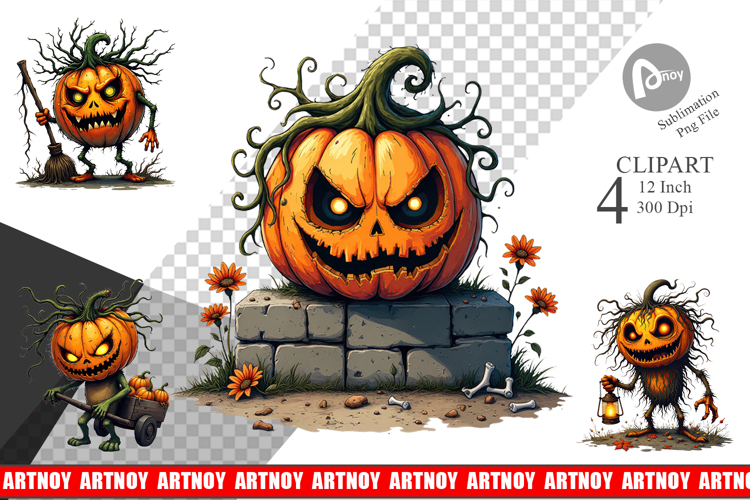 Grumpy Jack o Lantern Clipart