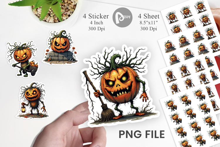 Grumpy Jack o Lantern Sticker