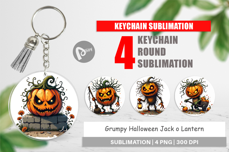 Keychain Grumpy Jack o Lantern