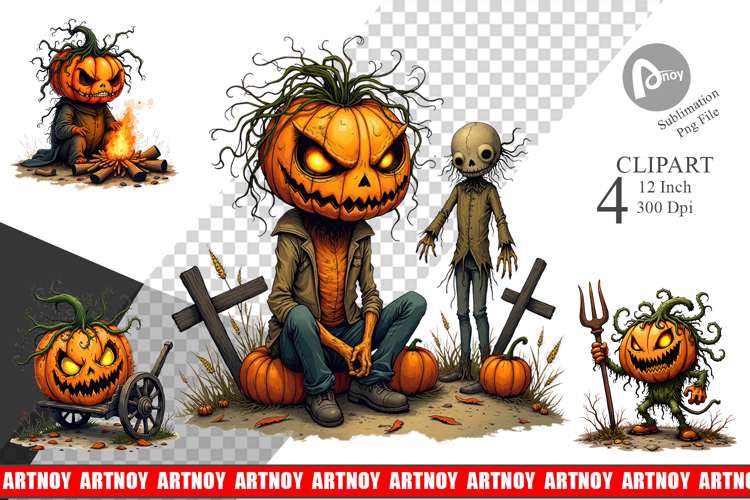 Grumpy Jack o Lantern Clipart