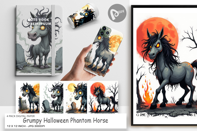 Digital Paper Grumpy Phantom Horse