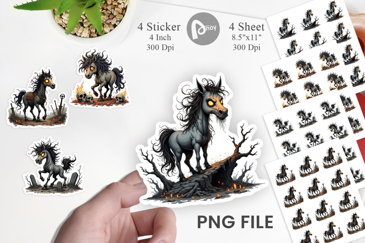 Grumpy Phantom Horse Sticker