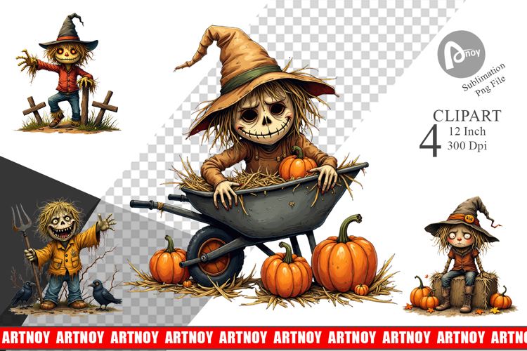 Grumpy Scarecrow Clipart