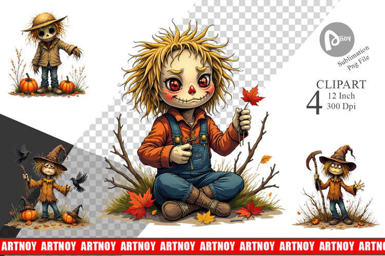 Grumpy Scarecrow Clipart