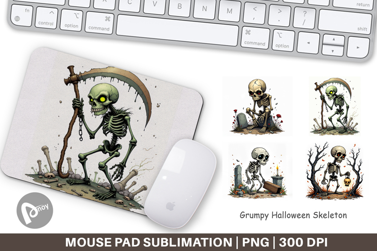 Mouse Pad Grumpy Skeleton