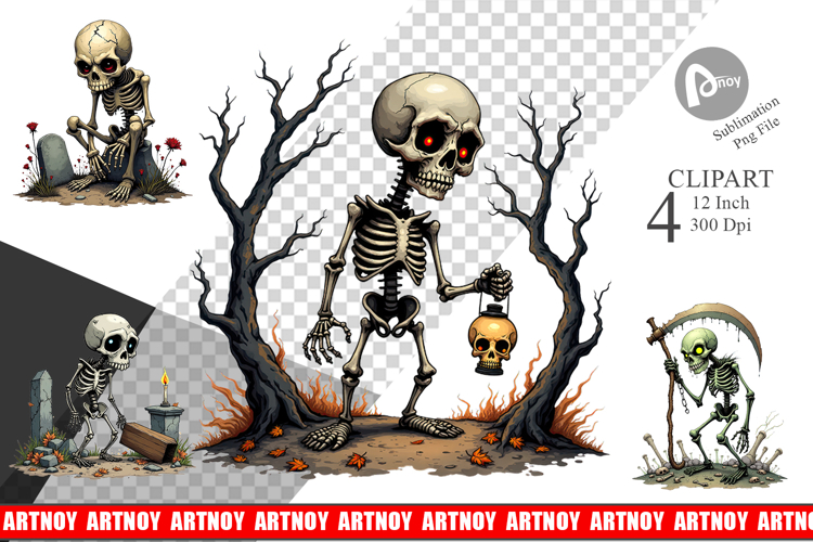 Grumpy Skeleton Clipart