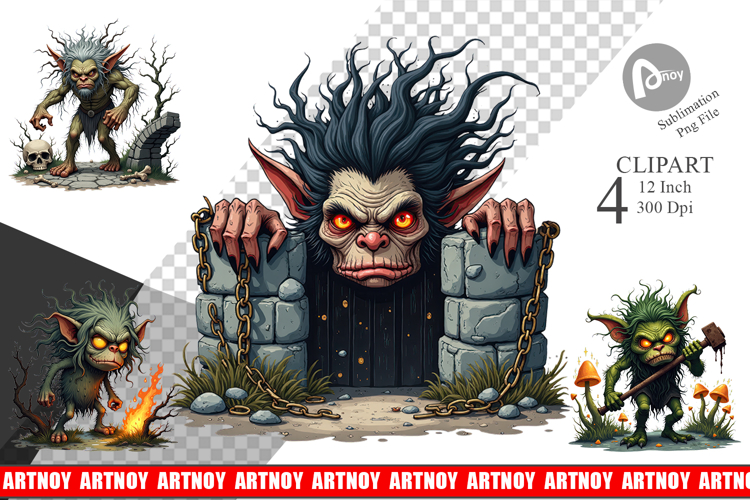 Grumpy Troll Clipart