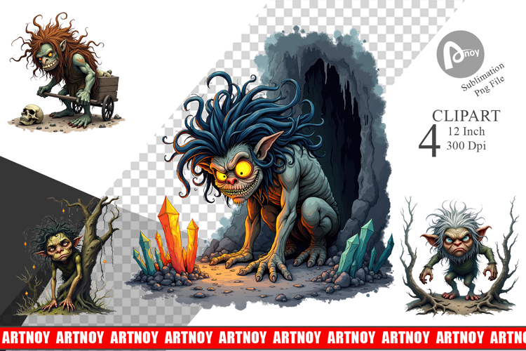 Grumpy Troll Clipart