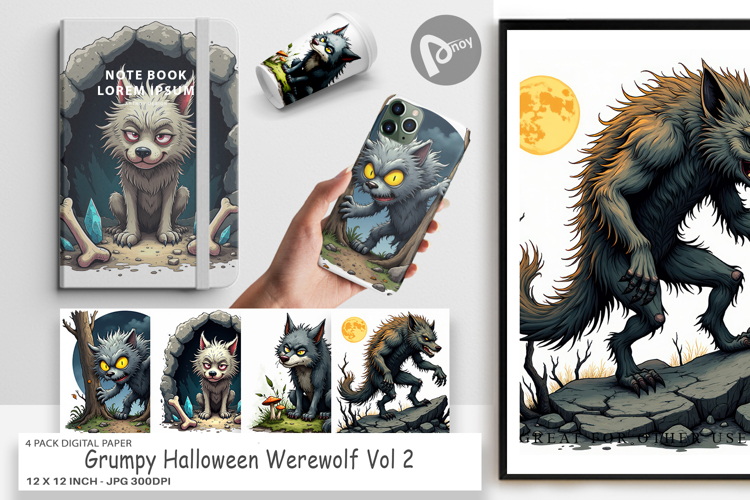 Digital Paper Grumpy Werewolf