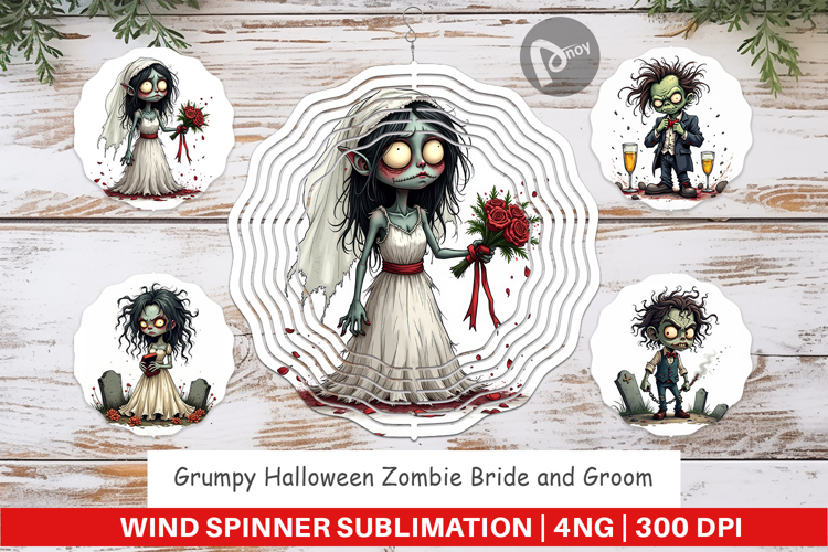 Wind Spinner Grumpy Zombie Couple