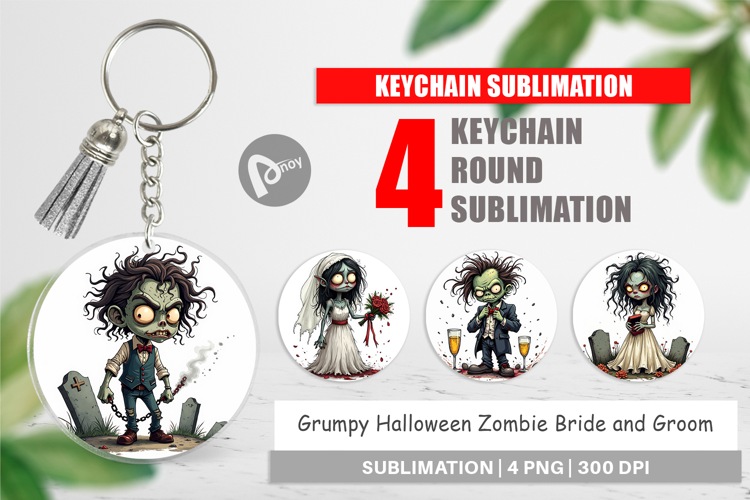 Keychain Grumpy Zombie Couple