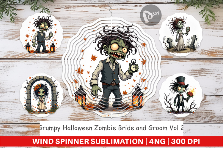 Wind Spinner Grumpy Zombie Couple
