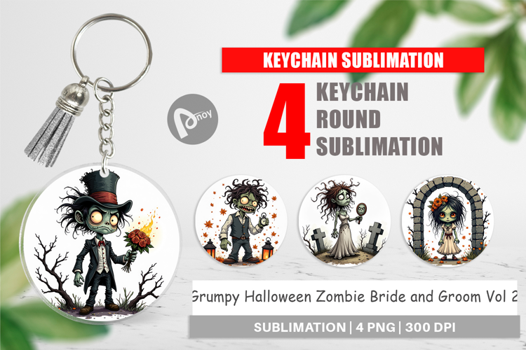 Keychain Grumpy Zombie Couple