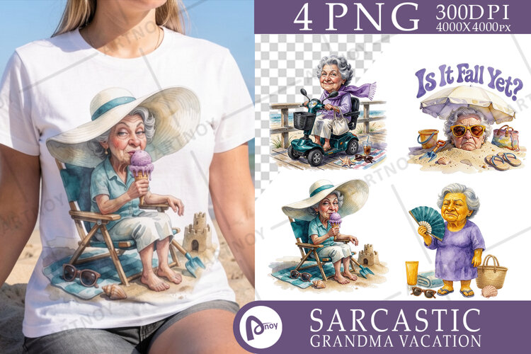 Grumpy Beach Grandma Sublimation example image 1