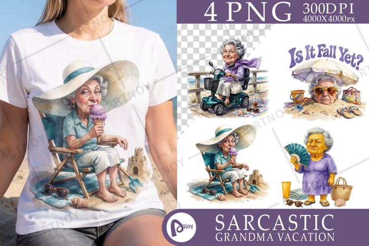 Grumpy Beach Grandma Sublimation