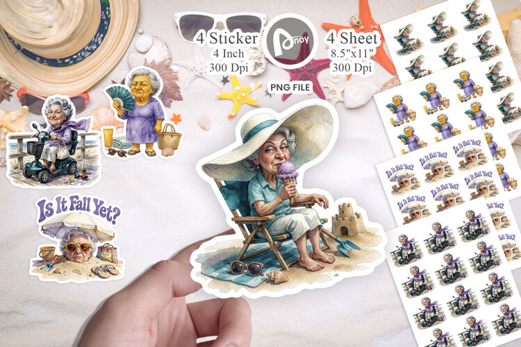 Grumpy Beach Grandma Sticker example image 1