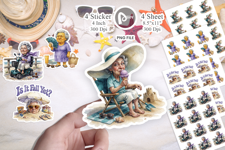 Grumpy Beach Grandma Sticker