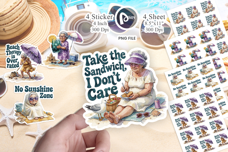 Grumpy Beach Grandma Sticker