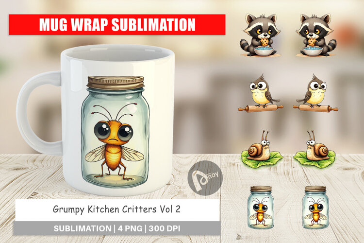Grumpy Kitchen Critters Mug Wrap example image 1