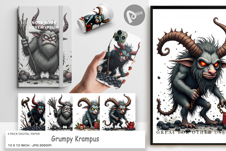 Digital Paper Grumpy Krampus