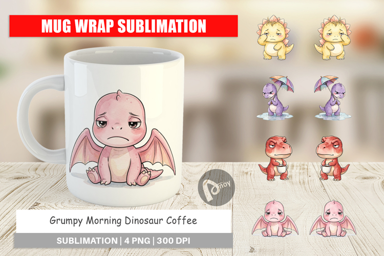 Grumpy Morning Dinosaur Mug Wrap
