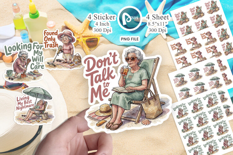 Grumpy Summer Nana Sticker example image 1