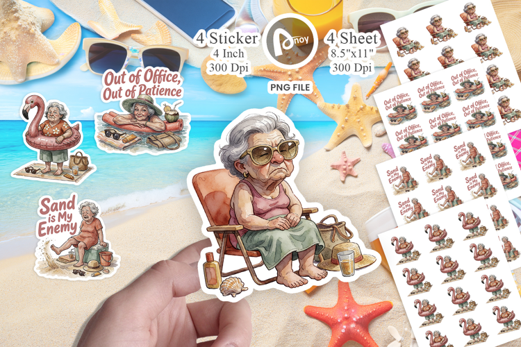 Grumpy Summer Nana Sticker