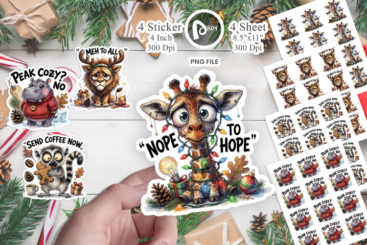Grumpy Panicked Holiday Zoo Sticker
