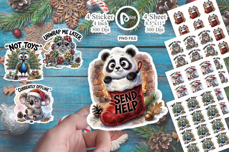 Grumpy Panicked Holiday Zoo Sticker