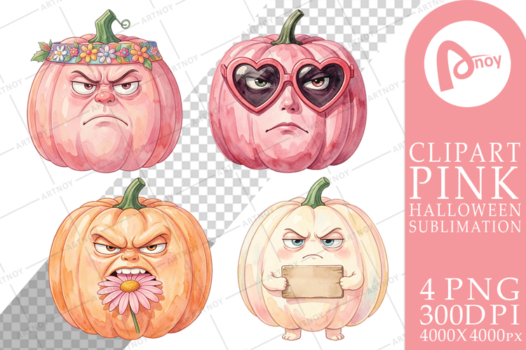 Grumpy Pink Pumpkin Sublimation