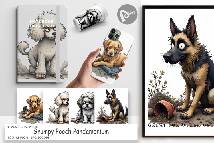 Digital Paper Grumpy Pooch