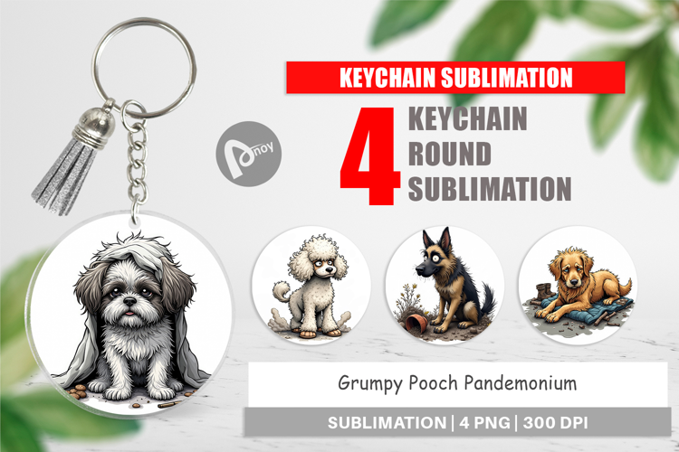 Keychain Grumpy Pooch
