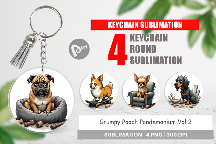 Keychain Grumpy Pooch