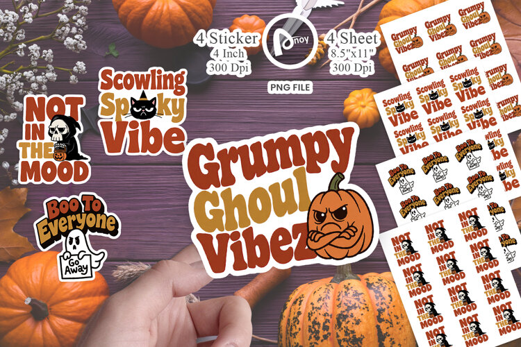 Grumpy Pumpkin Vibe Sticker example image 1