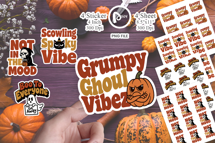 Grumpy Pumpkin Vibe Sticker