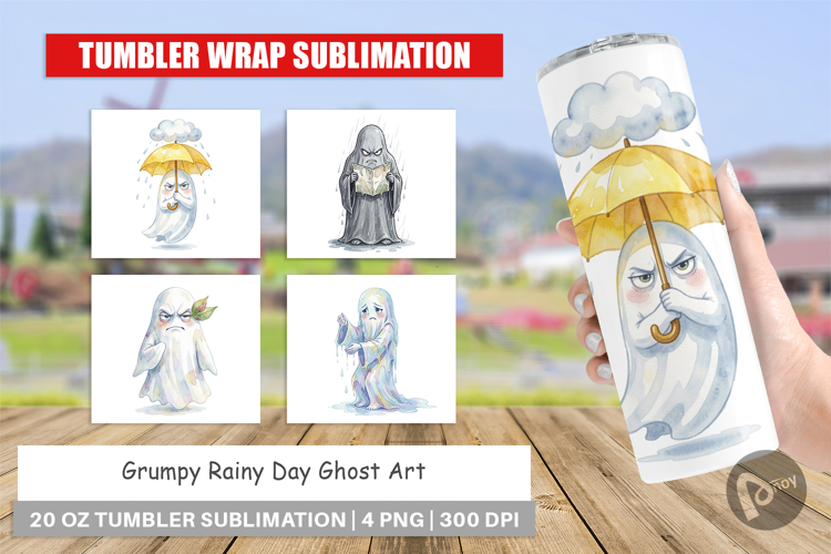 Grumpy Rainy Day Ghost Art Tumbler