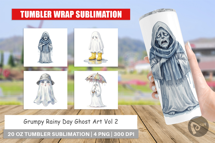 Grumpy Rainy Day Ghost Art Tumbler