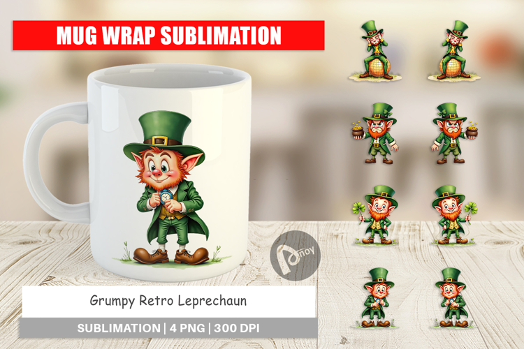 Grumpy Retro Leprechaun Mug Wrap