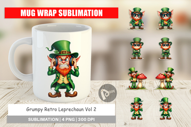 Grumpy Retro Leprechaun Mug Wrap