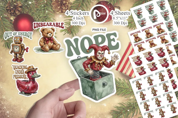 Grumpy Yuletide Toys Sticker