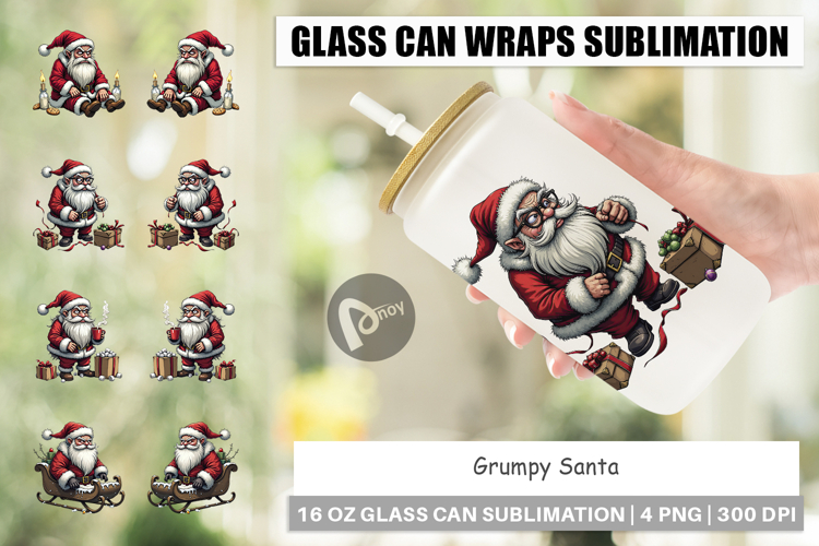 Glass Can Grumpy Santa
